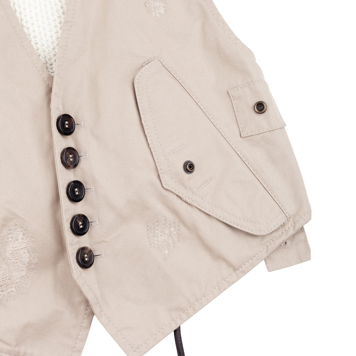 DSQUARED2 SS2016 Beige Distressed Halter Vest with Mesh Racerback