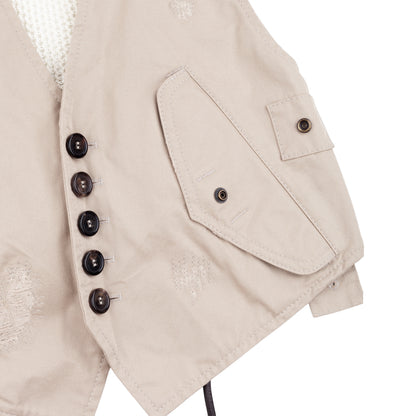 DSQUARED2 SS2016 Beige Distressed Halter Vest with Mesh Racerback