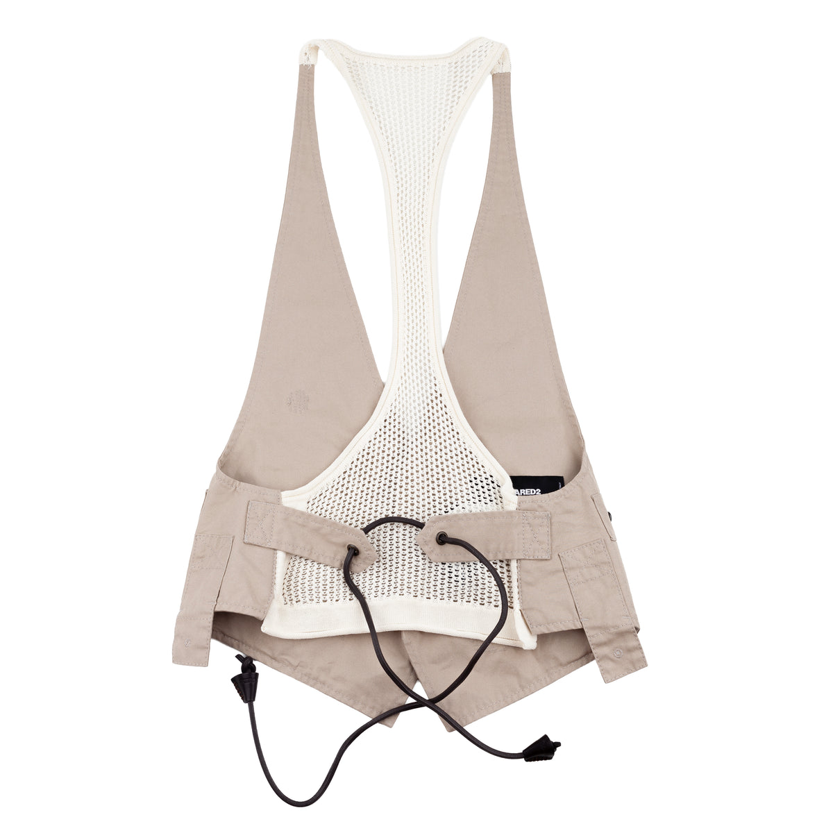 DSQUARED2 SS2016 Beige Distressed Halter Vest with Mesh Racerback