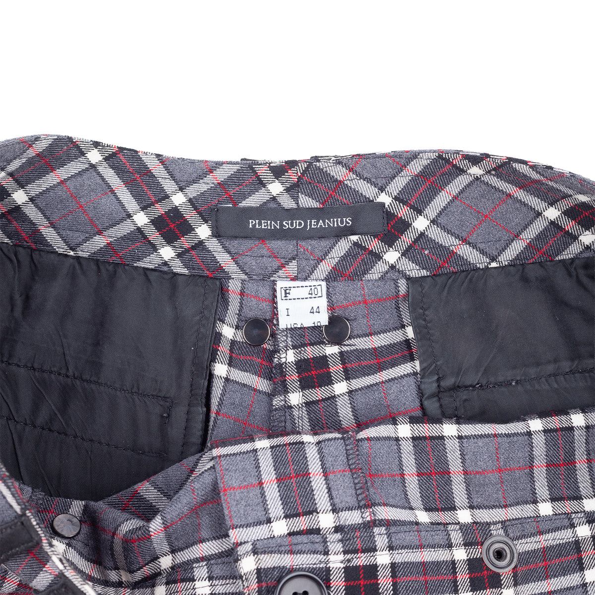 Plein Sud Jeanius Grey Tartan Plaid Mini Shorts