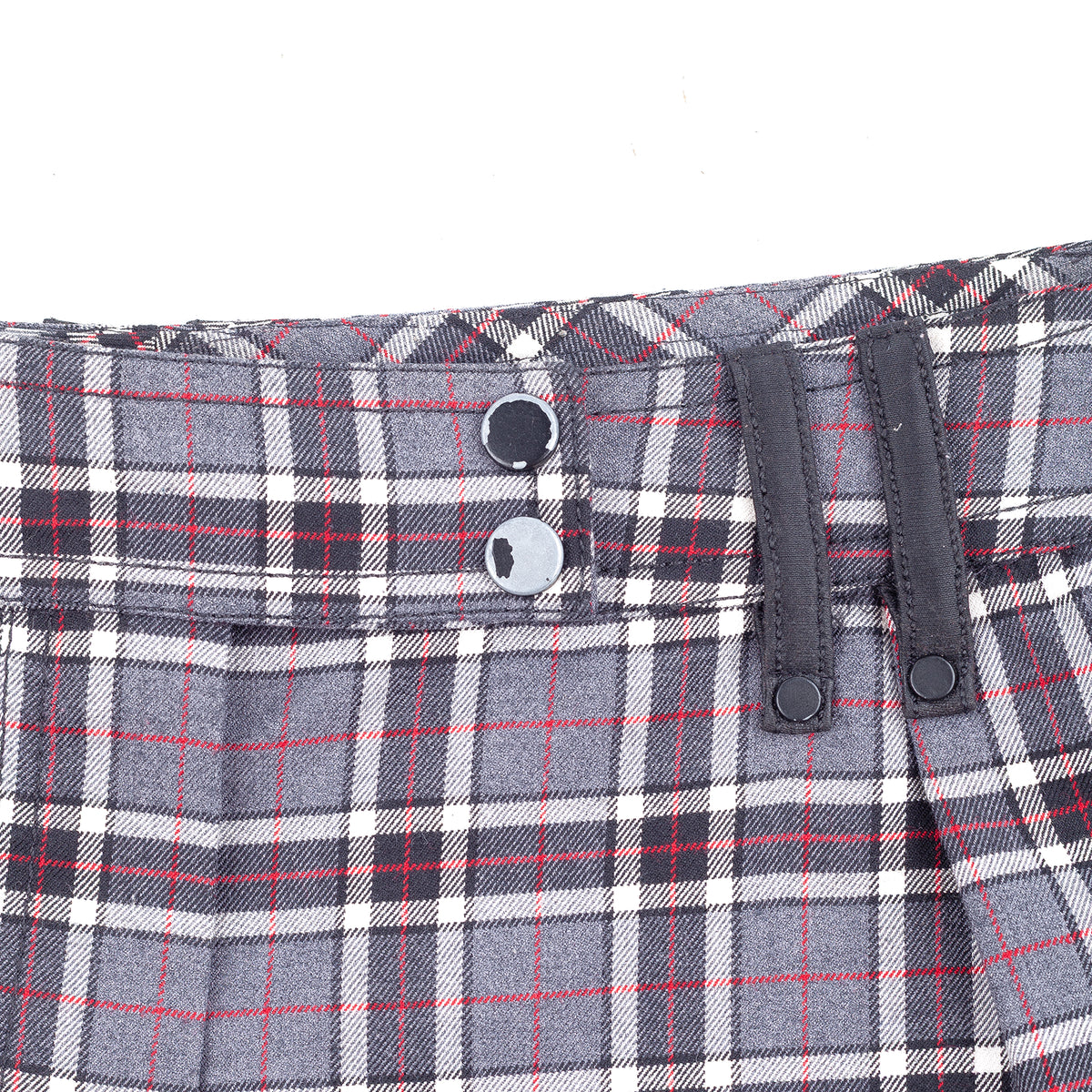 Plein Sud Jeanius Grey Tartan Plaid Mini Shorts