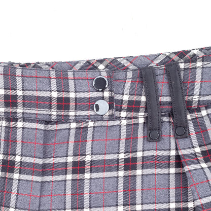 Plein Sud Jeanius Grey Tartan Plaid Mini Shorts