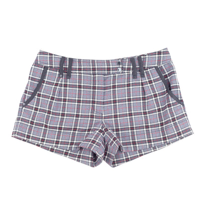 Plein Sud Jeanius Grey Tartan Plaid Mini Shorts