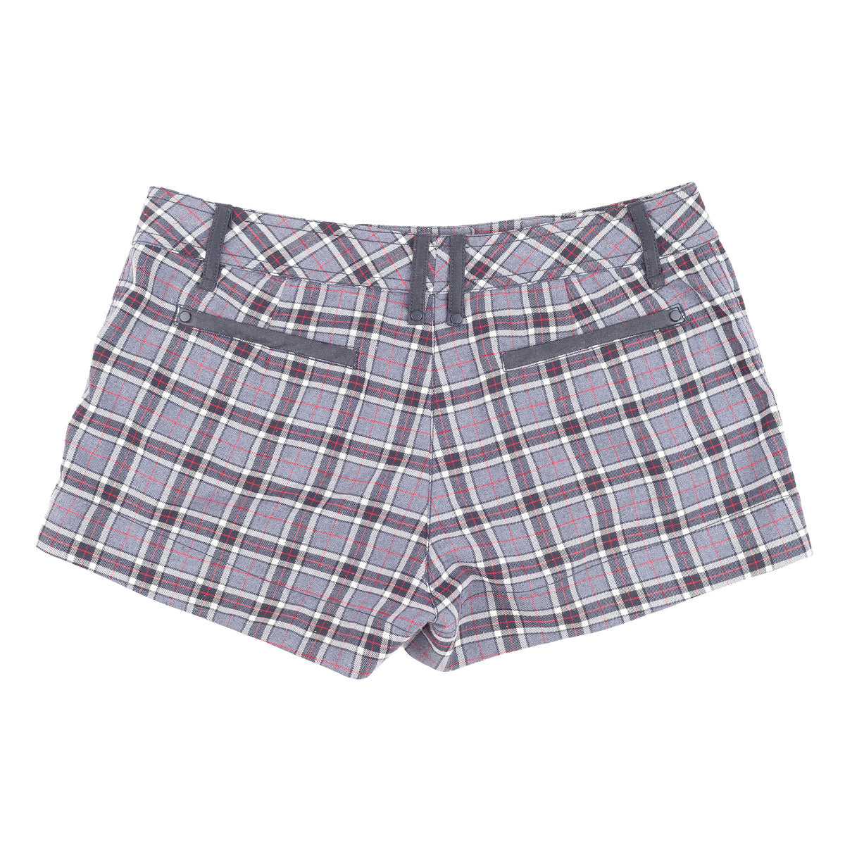 Plein Sud Jeanius Grey Tartan Plaid Mini Shorts
