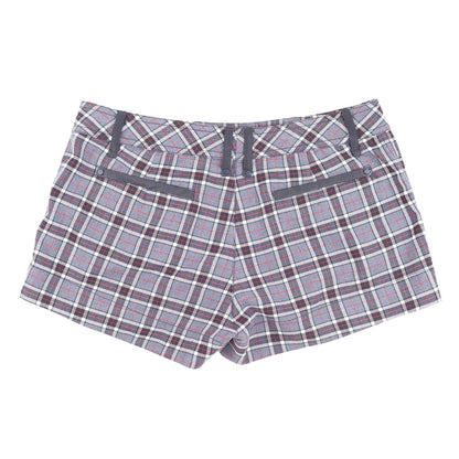 Plein Sud Jeanius Grey Tartan Plaid Mini Shorts