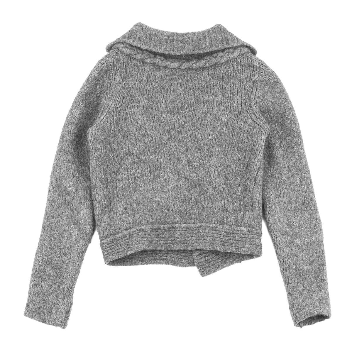 Diesel Grey Alpaca Wool Blend Braided Knit Cropped Cardigan