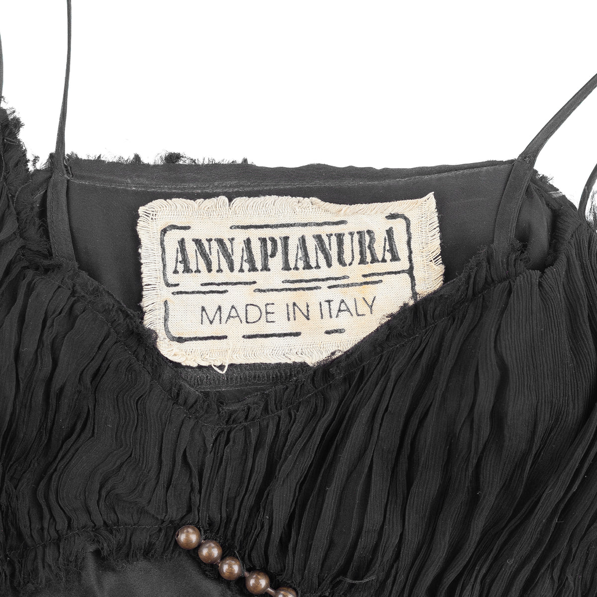 Anna Pianura Black Embellished Silk Camisole Top