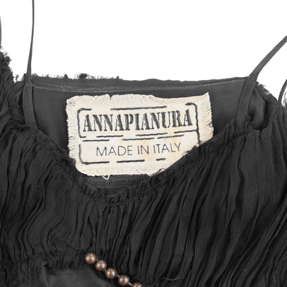 Anna Pianura Black Embellished Silk Camisole Top