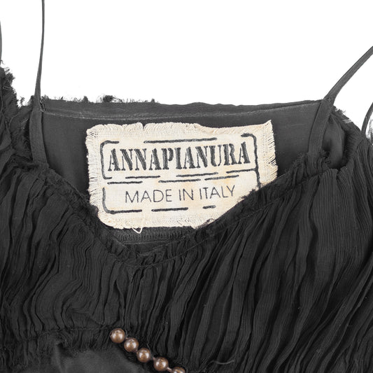 Anna Pianura Black Embellished Silk Camisole Top