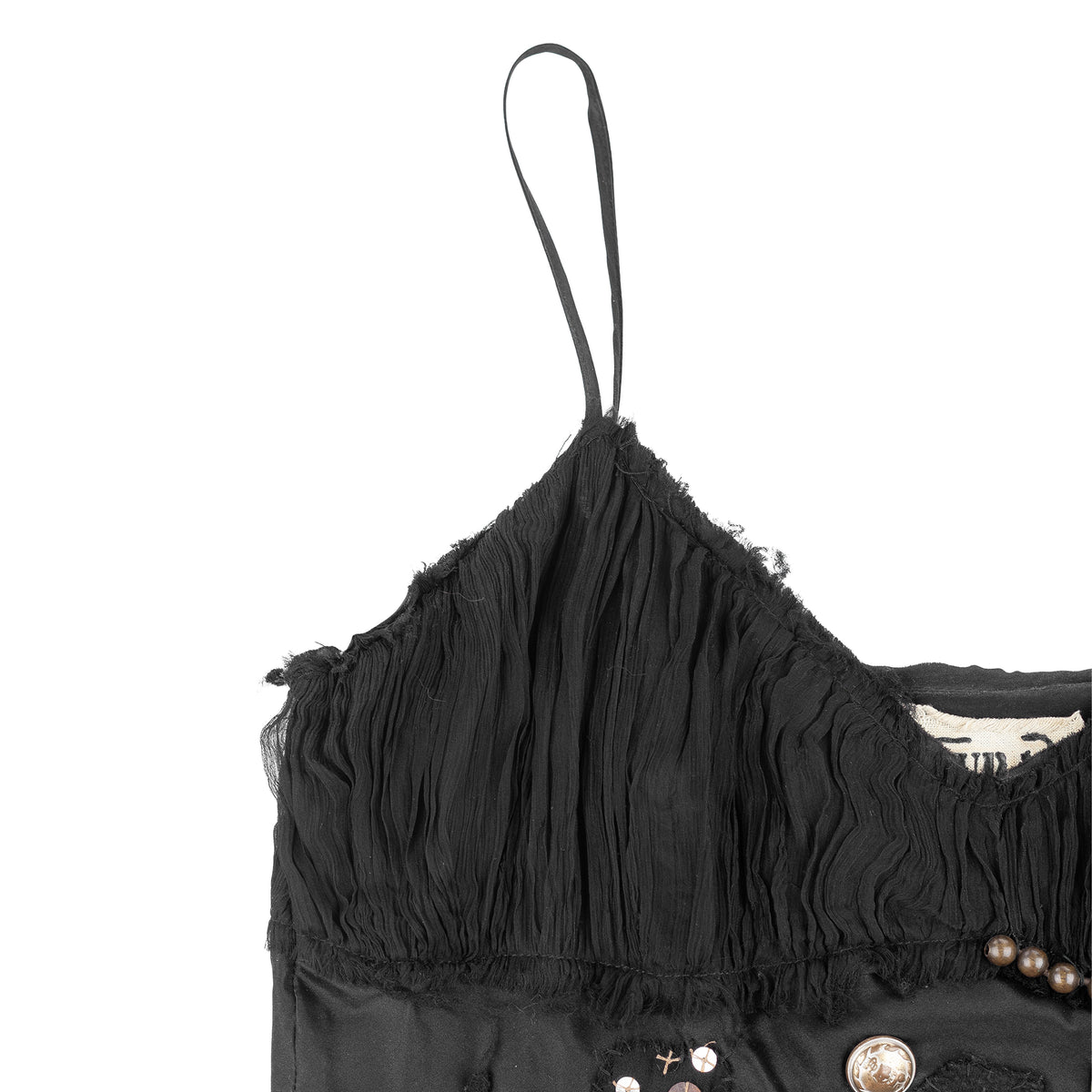 Anna Pianura Black Embellished Silk Camisole Top