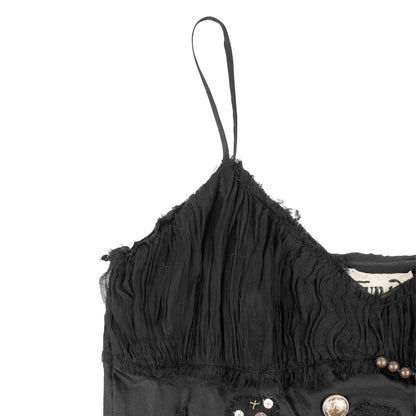 Anna Pianura Black Embellished Silk Camisole Top