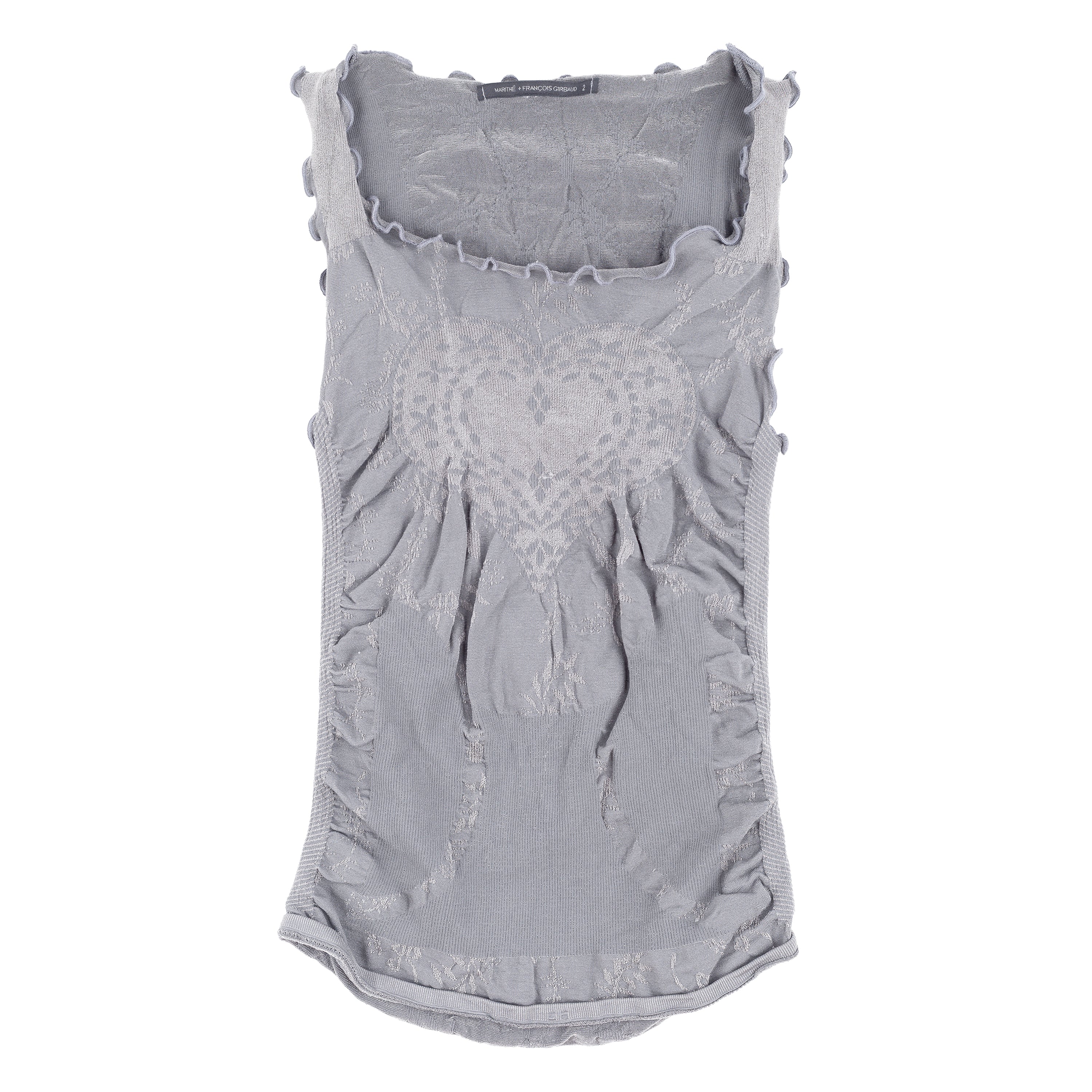 Marithé + François Girbaud Grey Jacquard Heart Ruched Tank Top