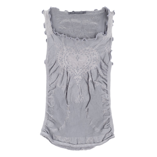 Marithé + François Girbaud Grey Jacquard Heart Ruched Tank Top