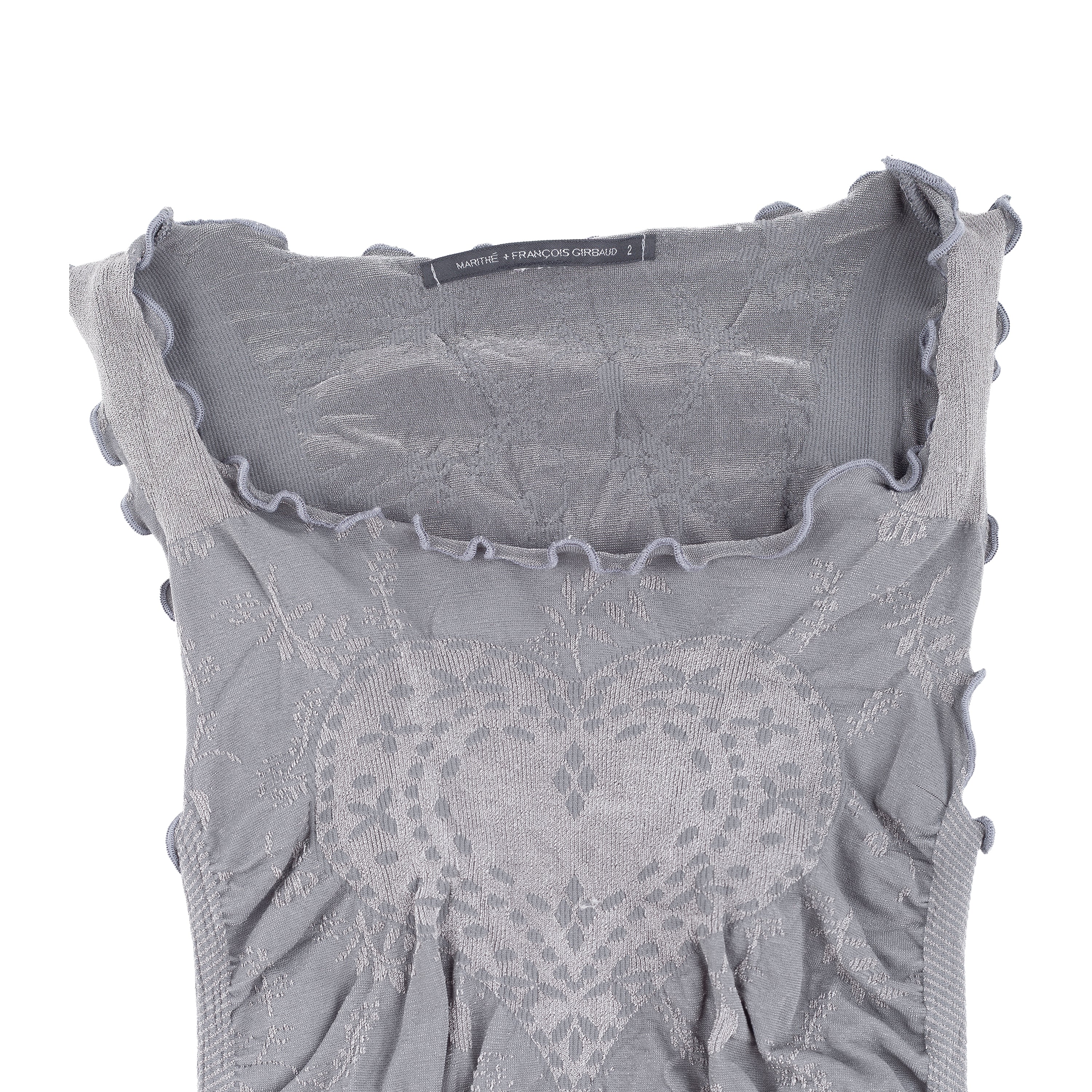 Marithé + François Girbaud Grey Jacquard Heart Ruched Tank Top