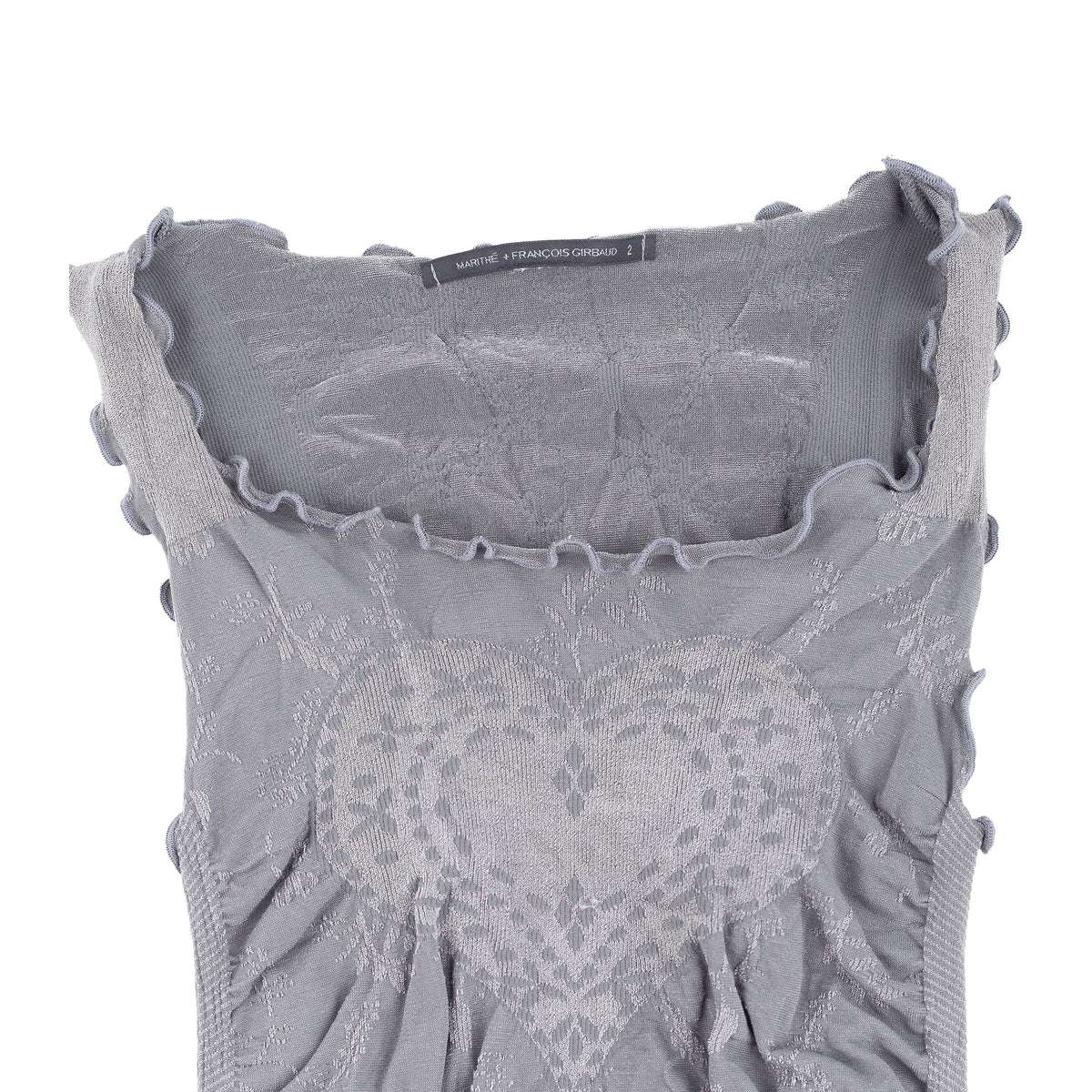 Marithé + François Girbaud Grey Jacquard Heart Ruched Tank Top