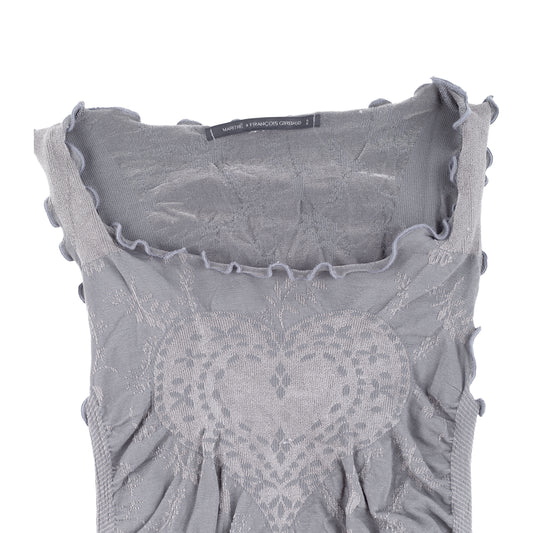 Marithé + François Girbaud Grey Jacquard Heart Ruched Tank Top