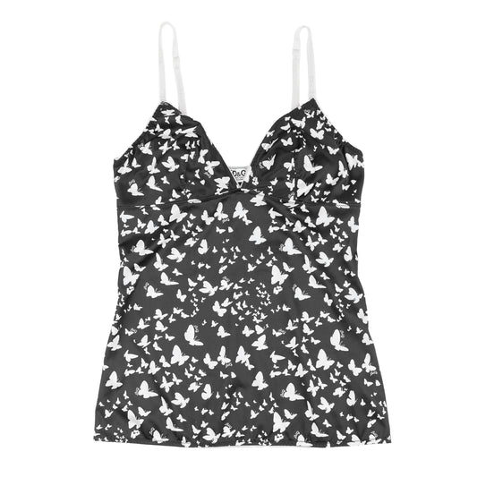 D&G Dolce & Gabbana Black & White Butterfly Print Camisole Top