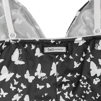 D&G Dolce & Gabbana Black & White Butterfly Print Camisole Top