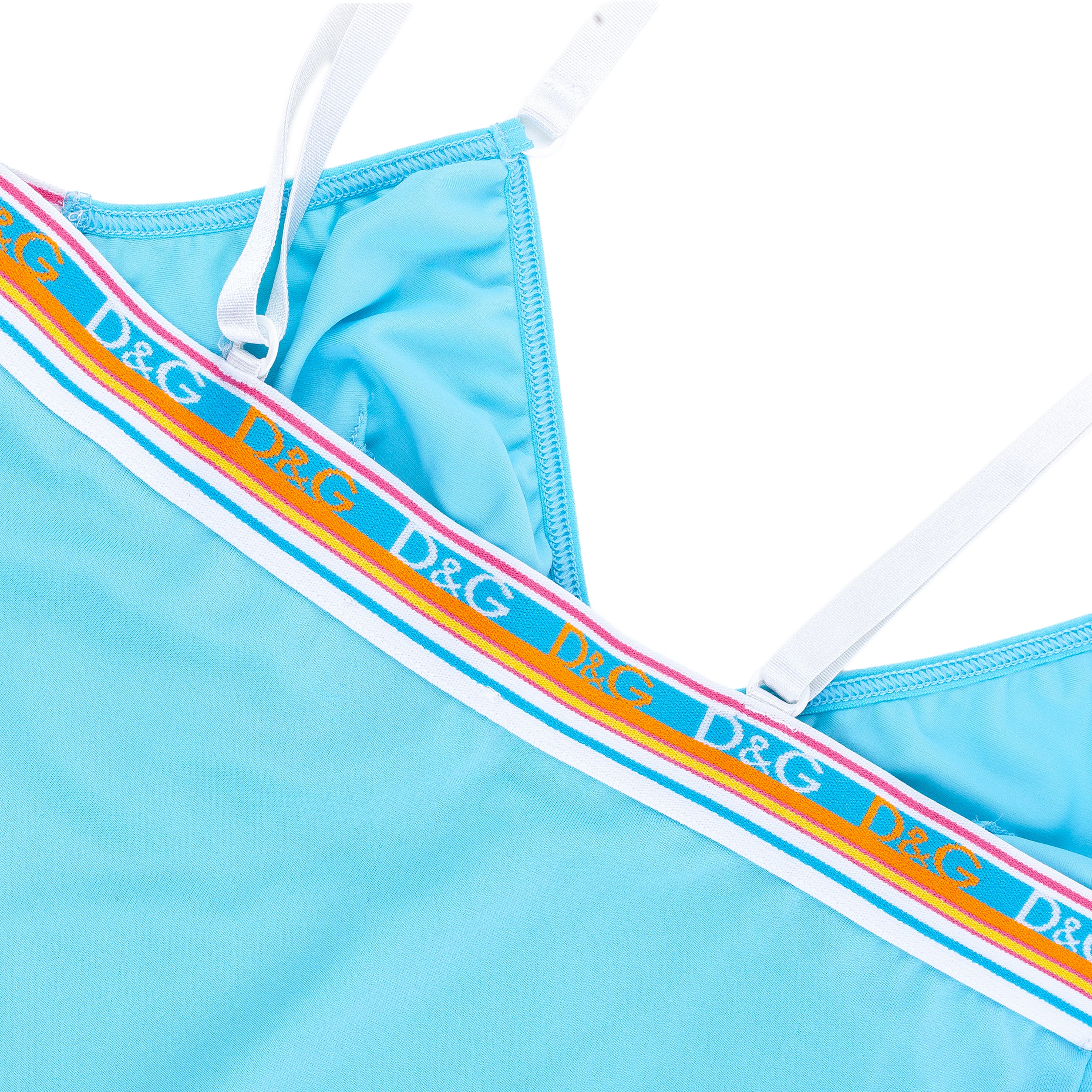 Dolce & Gabbana Vintage D&G Turquoise Blue Logo Strap Camisole Top