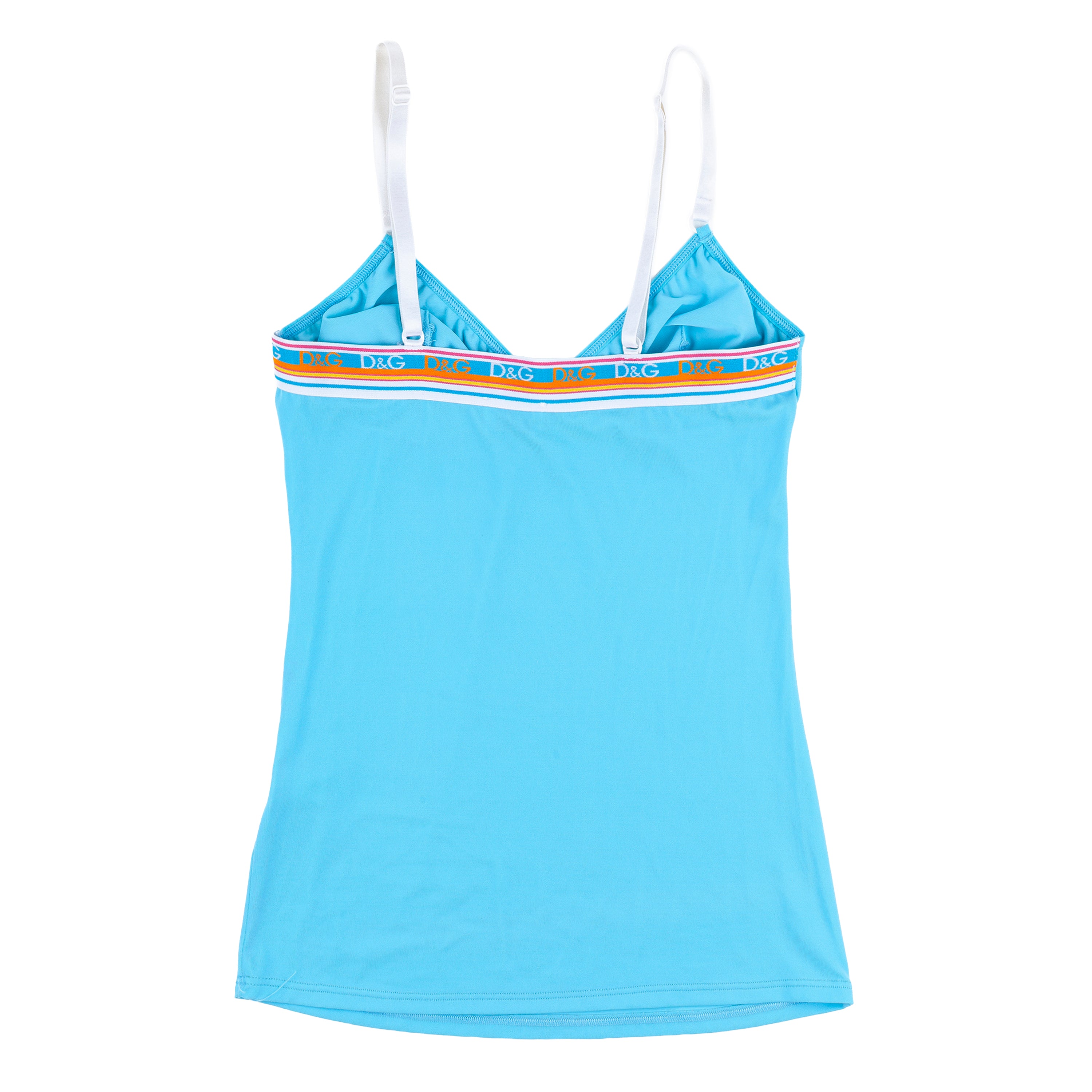 Dolce & Gabbana Vintage D&G Turquoise Blue Logo Strap Camisole Top