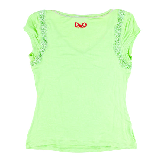 D&G Dolce & Gabbana Green St. Barth Tropical Graphic Top