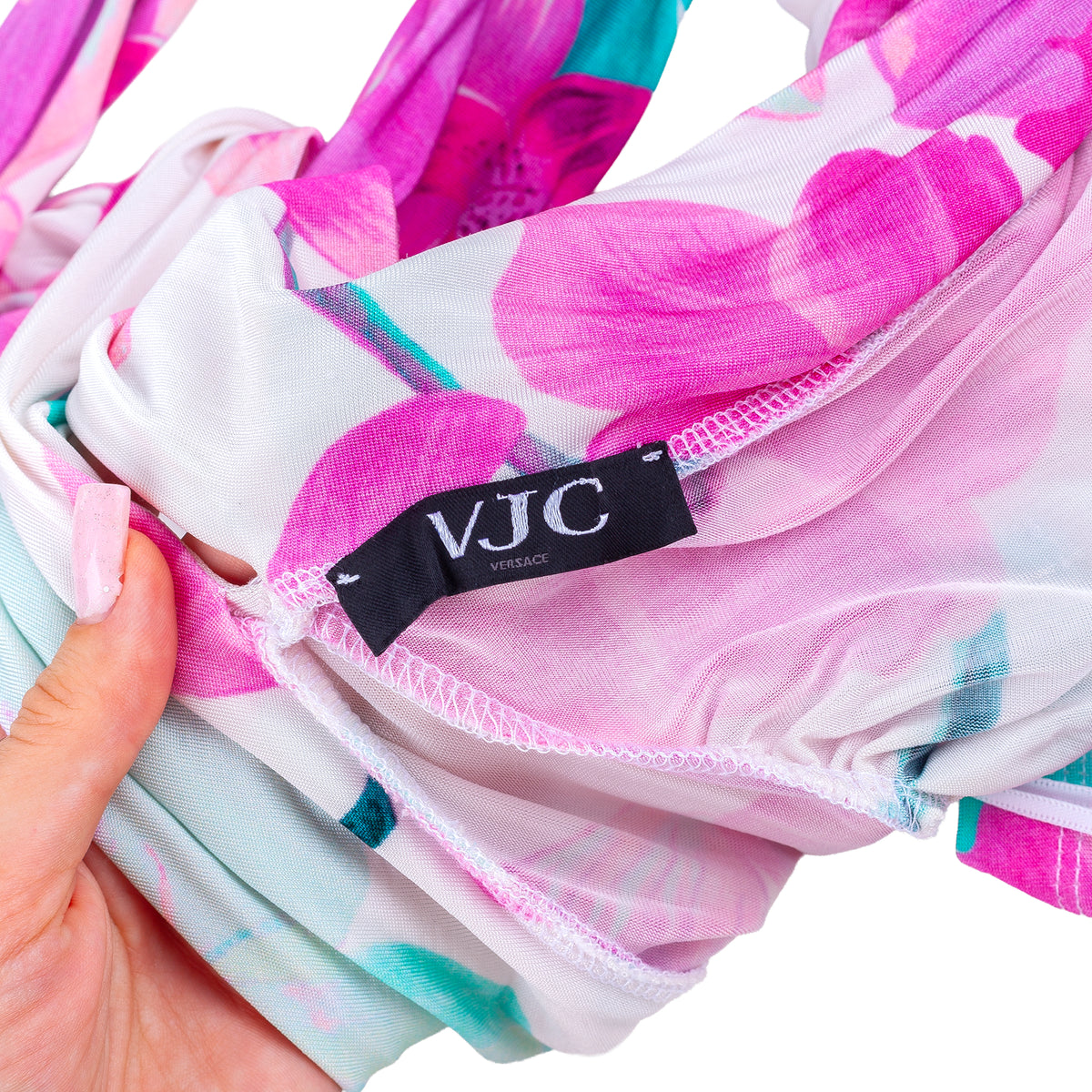 Versace Jeans Couture Pink & Turquoise Floral Halter Top