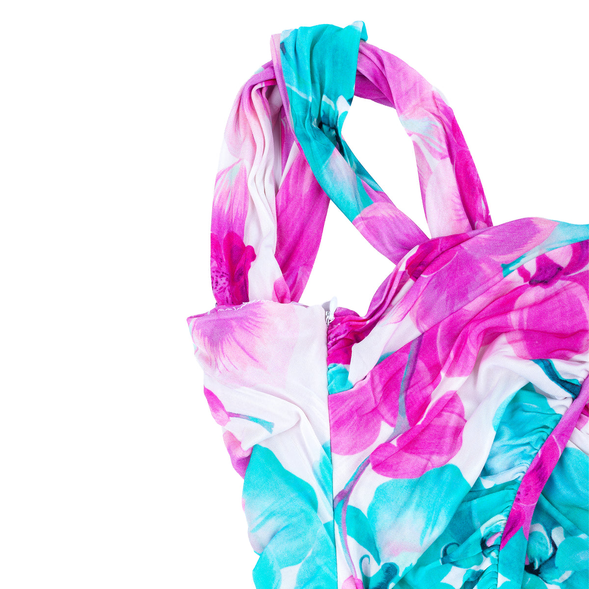Versace Jeans Couture Pink & Turquoise Floral Halter Top