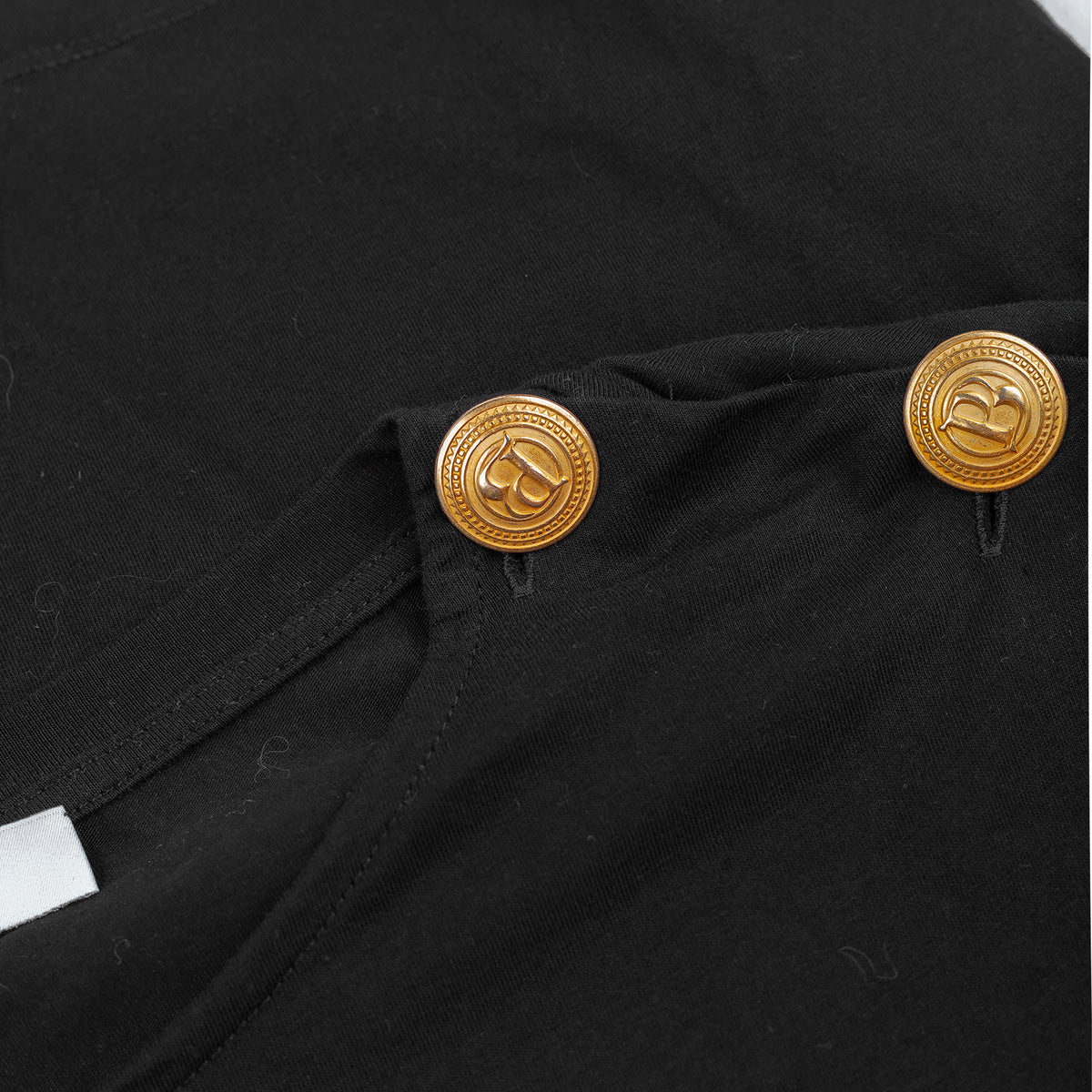 Pierre Balmain Black PB Monogram Gold Button Sleeveless Top