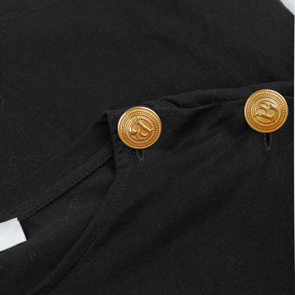 Pierre Balmain Black PB Monogram Gold Button Sleeveless Top
