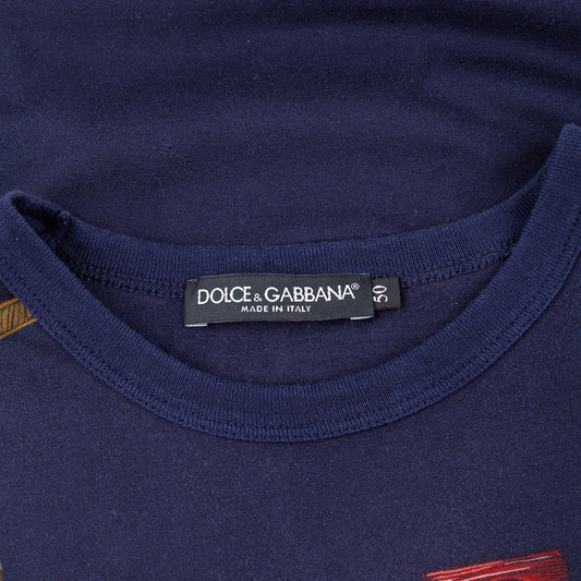 Dolce & Gabbana Military Medals Print Navy T-Shirt