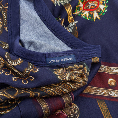 Dolce & Gabbana Military Medals Print Navy T-Shirt
