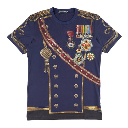 Dolce & Gabbana Military Medals Print Navy T-Shirt