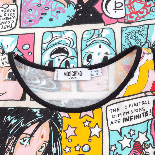 Moschino Jeans Multicolor Manga Comic Print Sleeveless Mini Dress