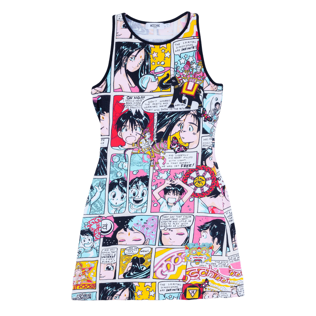 Moschino Jeans Multicolor Manga Comic Print Sleeveless Mini Dress