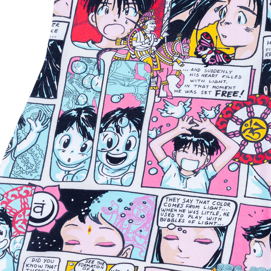 Moschino Jeans Multicolor Manga Comic Print Sleeveless Mini Dress