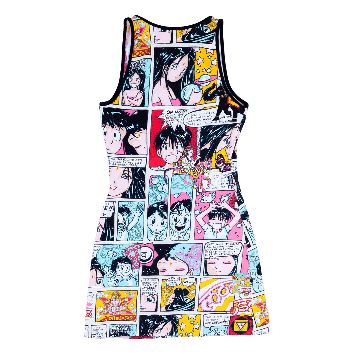 Moschino Jeans Multicolor Manga Comic Print Sleeveless Mini Dress