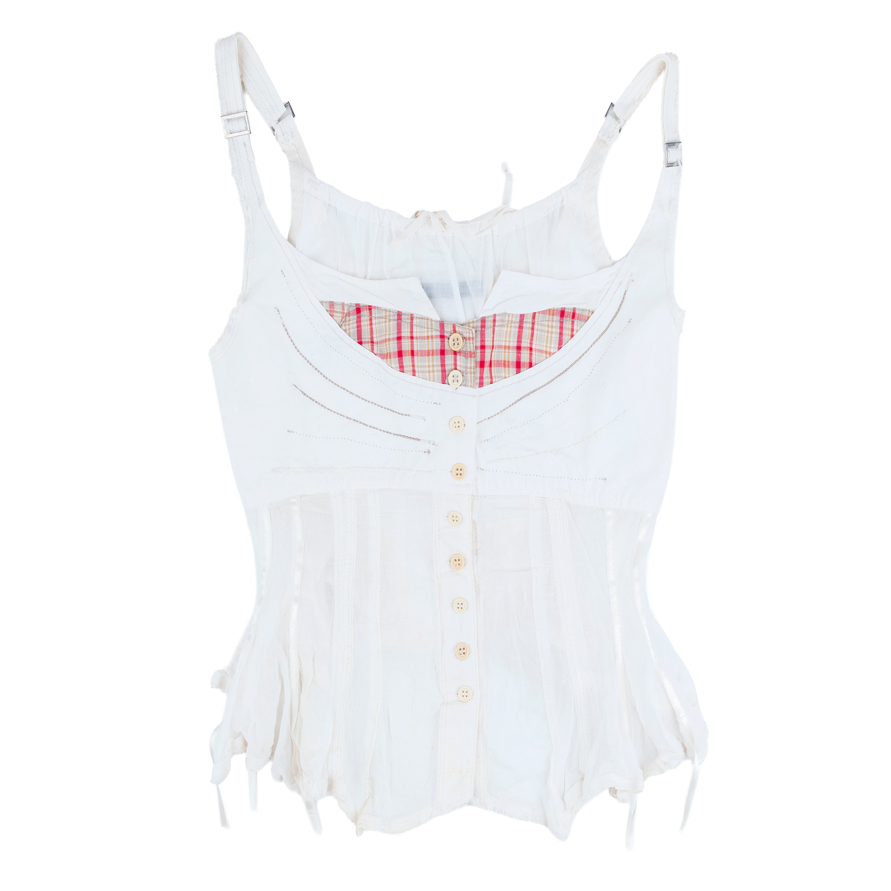 Marithé François Girbaud White Corset Button-Up Camisole Top