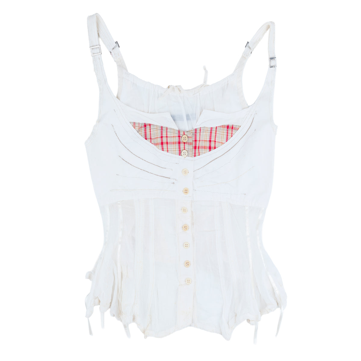 Marithé François Girbaud White Corset Button-Up Camisole Top