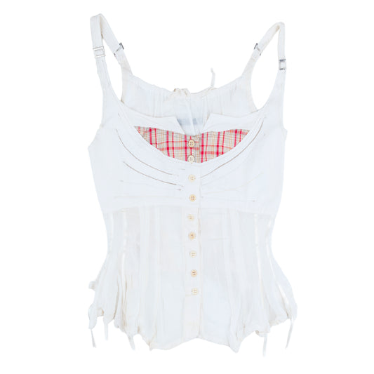 Marithé François Girbaud White Corset Button-Up Camisole Top
