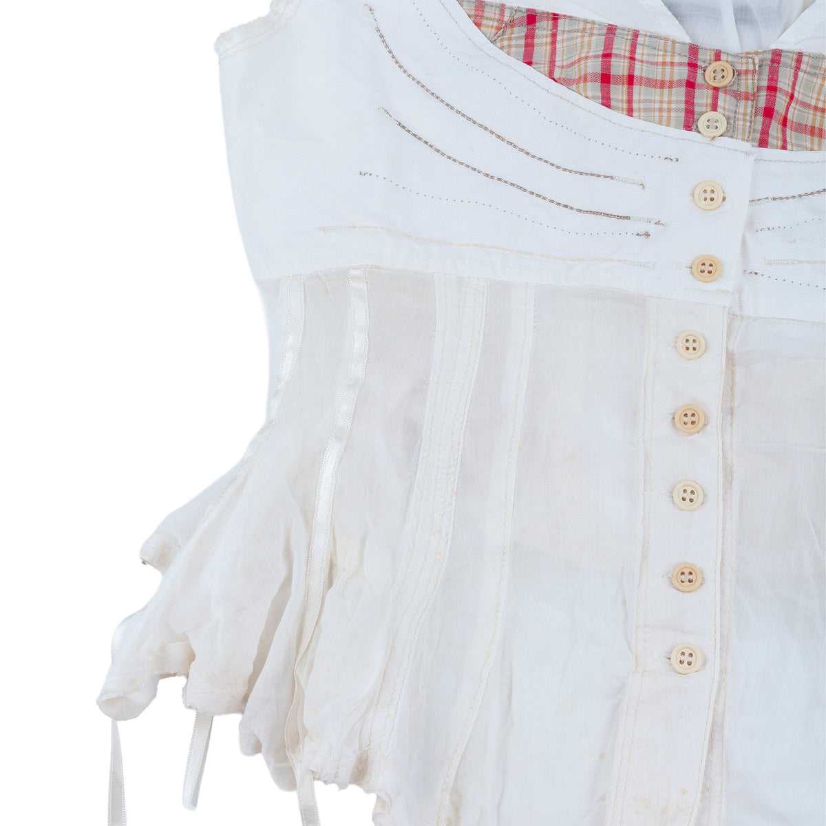 Marithé François Girbaud White Corset Button-Up Camisole Top
