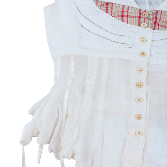 Marithé François Girbaud White Corset Button-Up Camisole Top