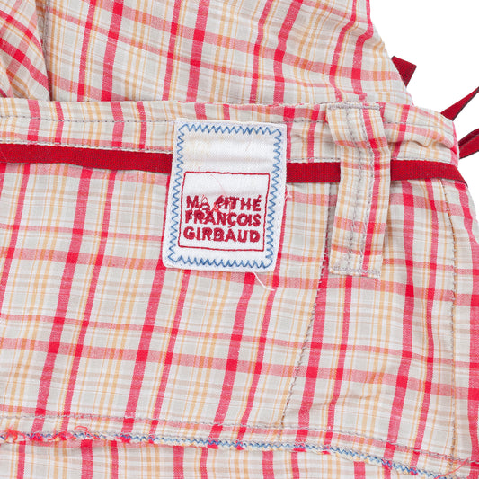Marithé François Girbaud Red Plaid Ruched Asymmetric Skirt