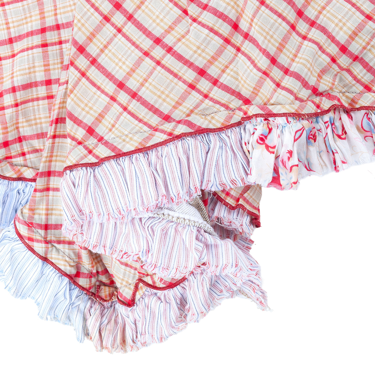 Marithé François Girbaud Red Plaid Ruched Asymmetric Skirt
