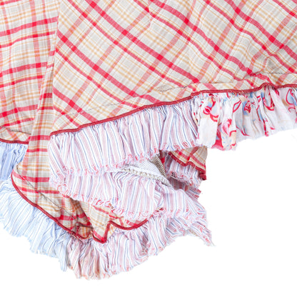 Marithé François Girbaud Red Plaid Ruched Asymmetric Skirt