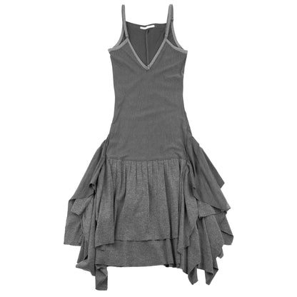 Marithé François Girbaud Grey Asymmetric Ruffle Dress