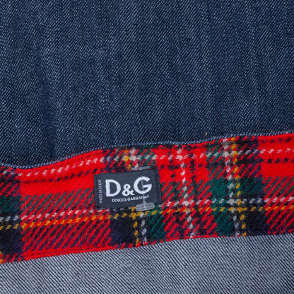 D&G Dolce & Gabbana Denim Cargo Midi Skirt with Tartan Lining