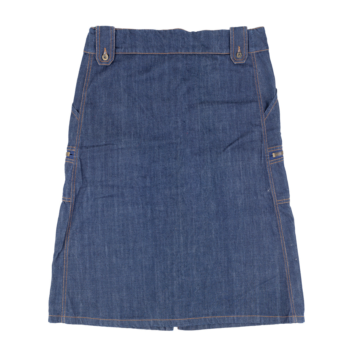 D&G Dolce & Gabbana Denim Cargo Midi Skirt with Tartan Lining