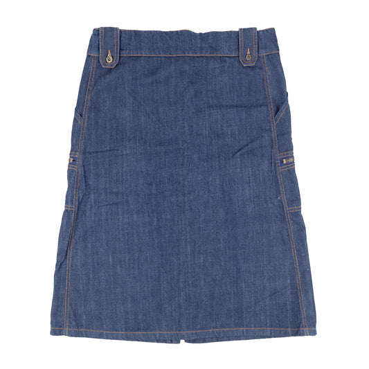 D&G Dolce & Gabbana Denim Cargo Midi Skirt with Tartan Lining