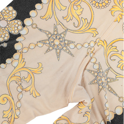 Roberto Cavalli Vintage Black & Gold Baroque Jewelry Print Pants