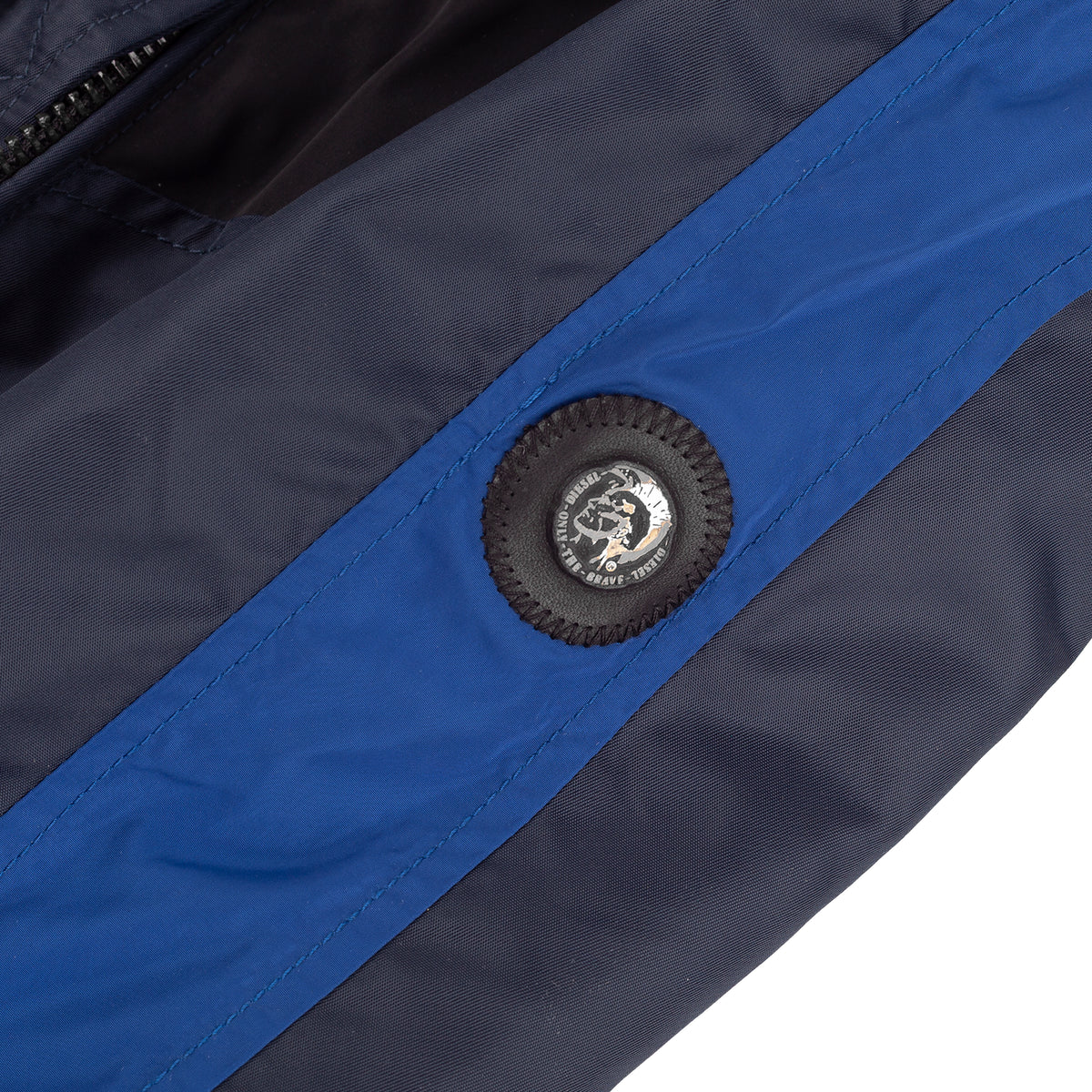 Diesel Navy Blue & Electric Blue Chevron Nylon Biker Jacket